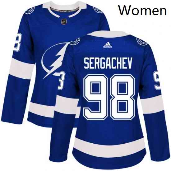 Womens Adidas Tampa Bay Lightning 98 Mikhail Sergachev Authentic Royal Blue Home NHL Jersey